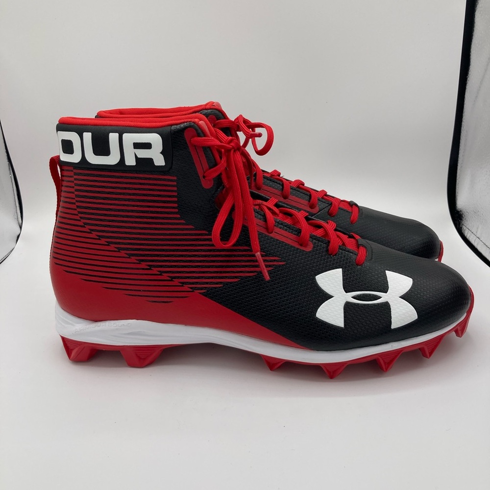 Under Armour Hammer Mid RM Football Cleats 1289761-061 Black/Red US 12